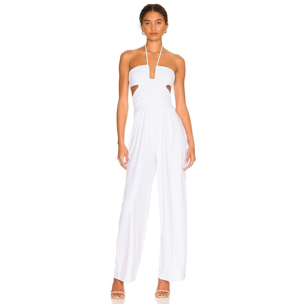 NEW Susana Monaco Square String Halter Jumpsuit in Sugar M $228
